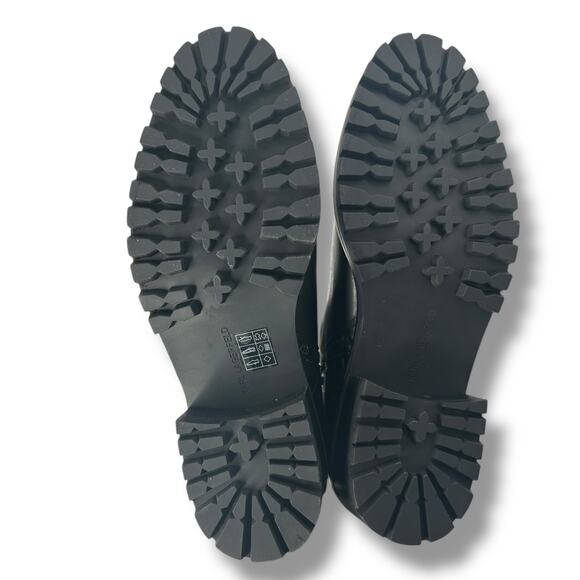 NEW Karl Lagerfeld Black Bootie Size 10 Lug Sole Leather Ankle Boot Combat Moto - Picture 10 of 11